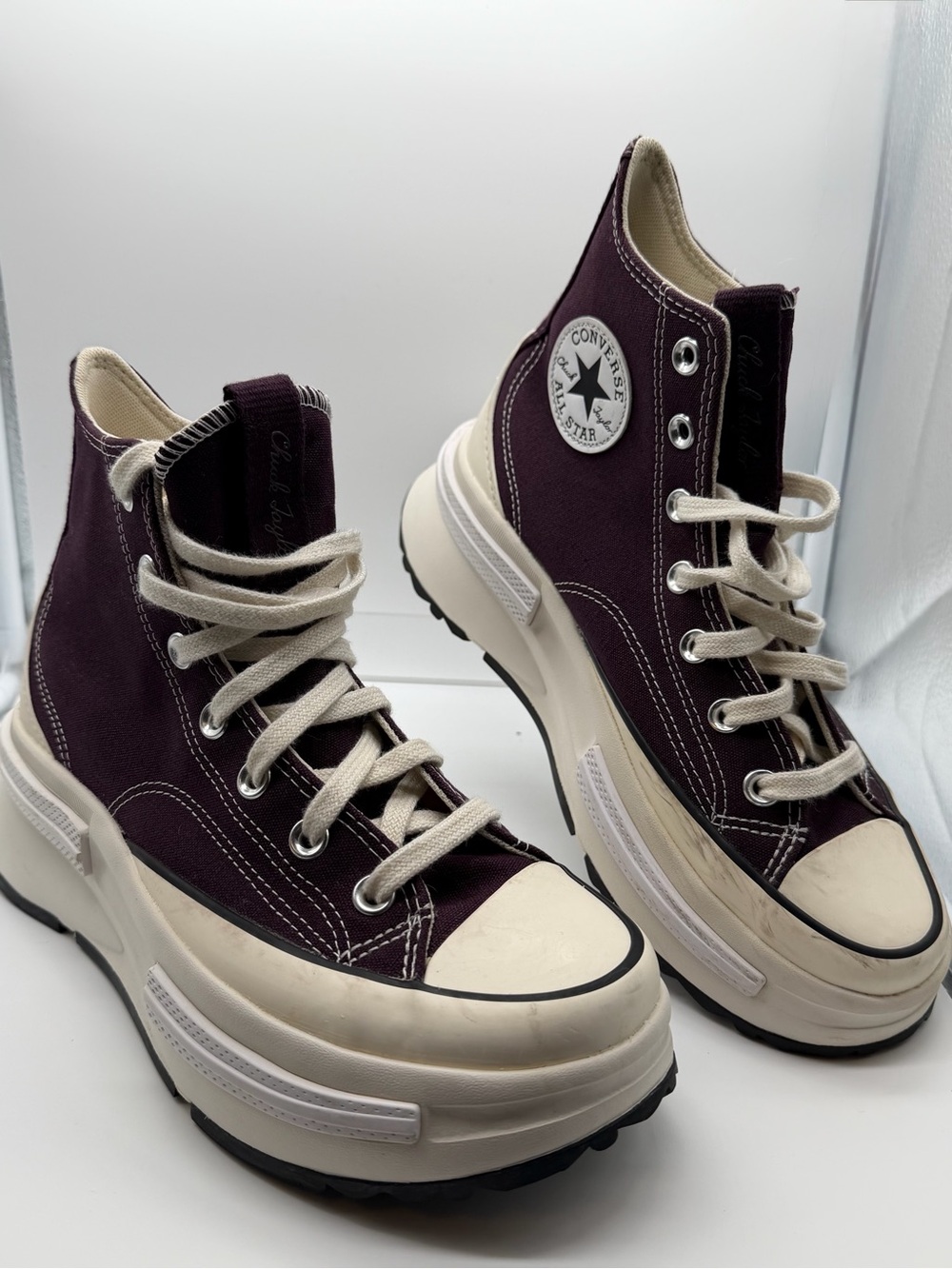 Converse Runstar Legacy CX Hi Black Cherry White Egret Platform A01363C Scuffed